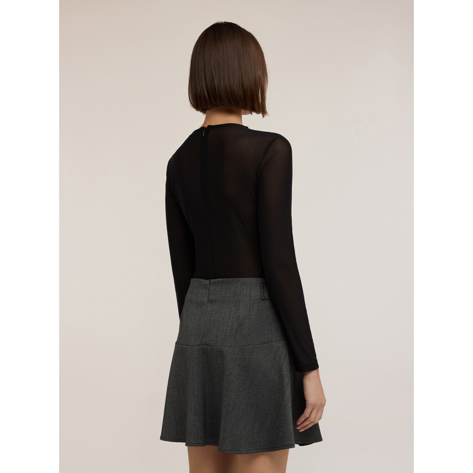 Motivi - T-shirt a body in tulle - Nero