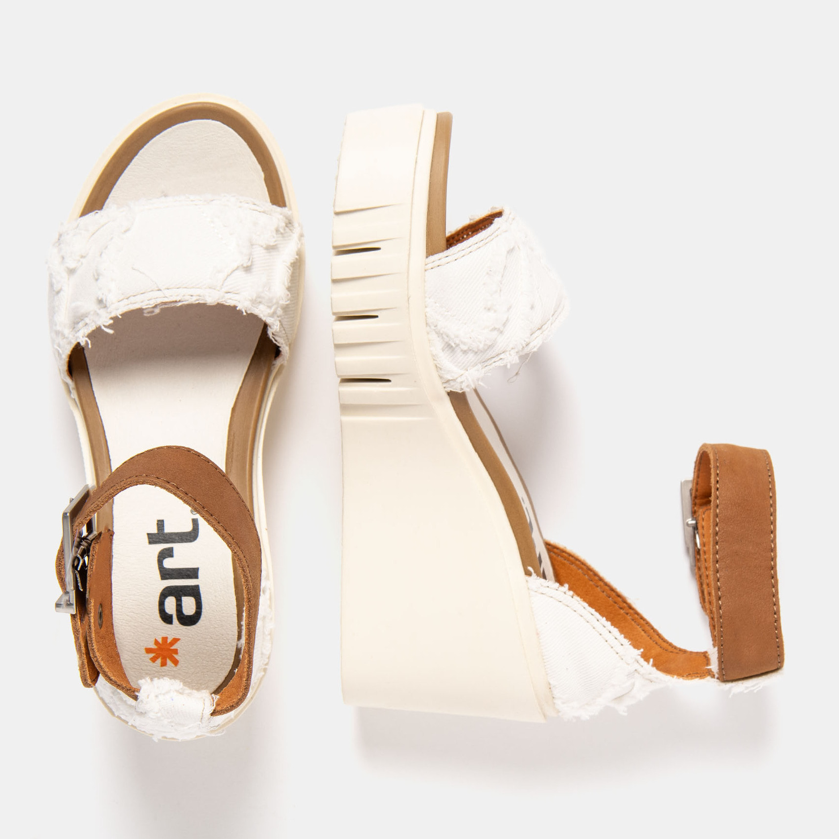 Sandalia de cuña 2085S JEANS WHITE-CUERO/ CATANIA color White-cuero