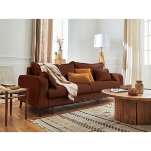 Albane - canapé 3 places - convertible avec coffre - en velours côtelé - Rouille