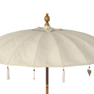 Parasol en bois de cocotier et tissu crème - Ali
