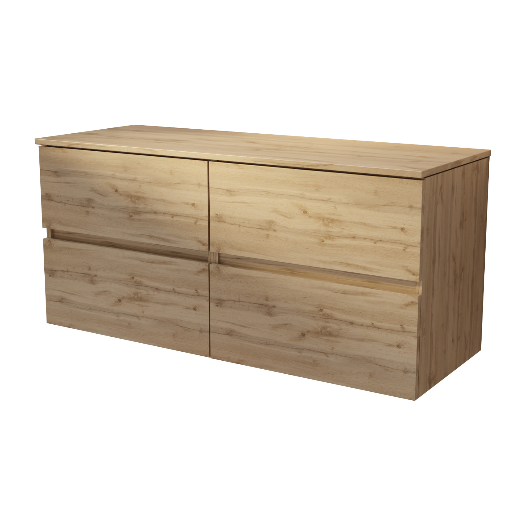 Meuble de Salle de Bains 120 cm à Tiroirs avec Plan Finition Chêne Naturel - TIMBER