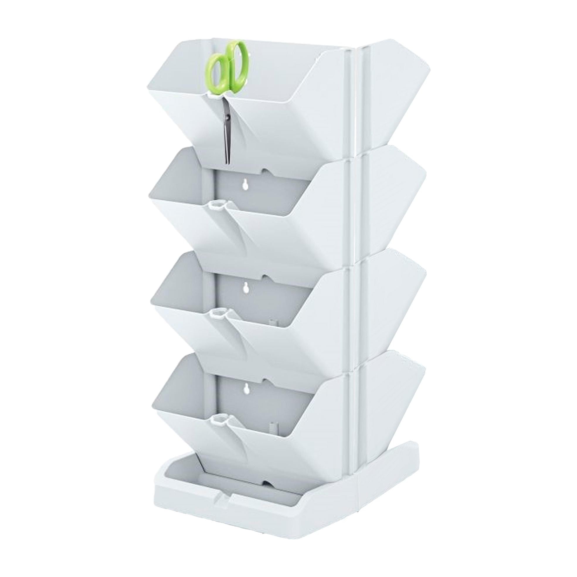 Pack 2 maceteros verticales Mini Cascade con 2 tijeras de jardin, Blanco