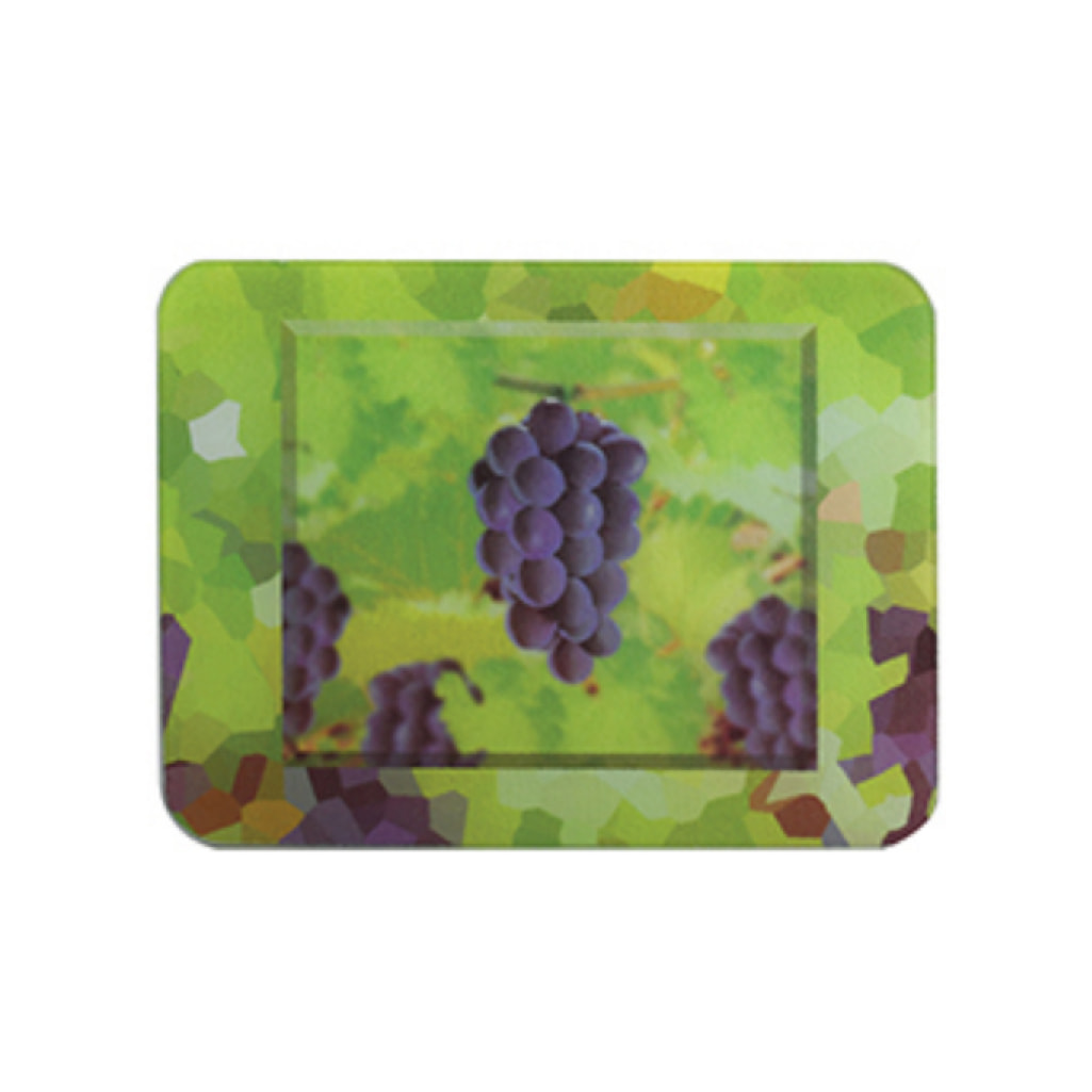 Planche à  découper et dessous de plat en verre motif Raisins MSV