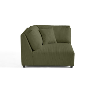 Garance - module d'assise d'angle réversible - en velours côtelé - Vert