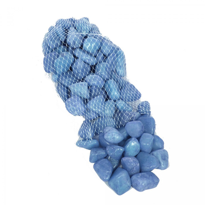 Sassolini Di Quarzo In Rete, 1 Kg. Misure 20/30 Mm - Pezzi 6 - 14X3X10cm - Colore: Blu - Bianchi Dino - Sassi E Sfere In Vetro