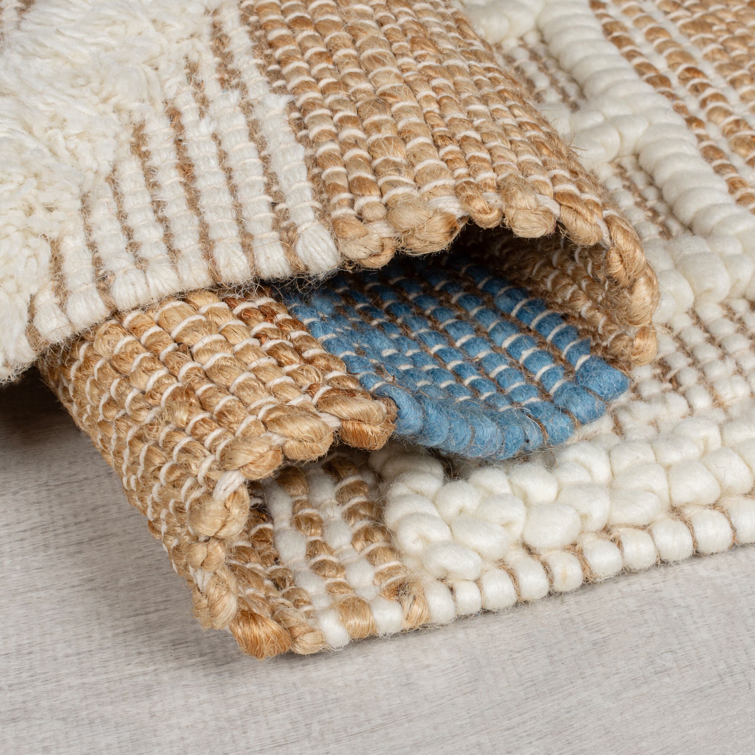Tapis en jute Medina bleu Bleu