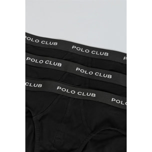 Pack de tres slips negros con detalle Polo Club