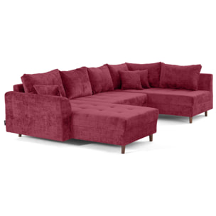 Rune - canapé panoramique d'angle droit 7 places en velours texturé - Prune