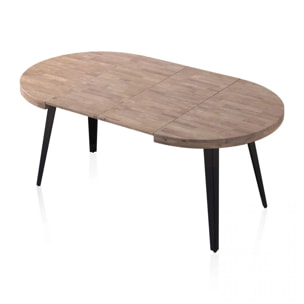 Mesa de comedor redonda extensible en negro y roble honey 100-180x100 cm Berg Roble Honey - Negro