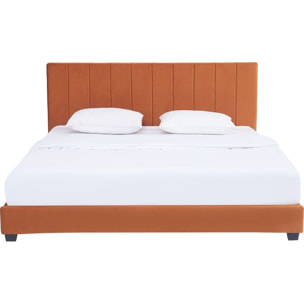Lit avec tête de lit en velours - WILLIAM