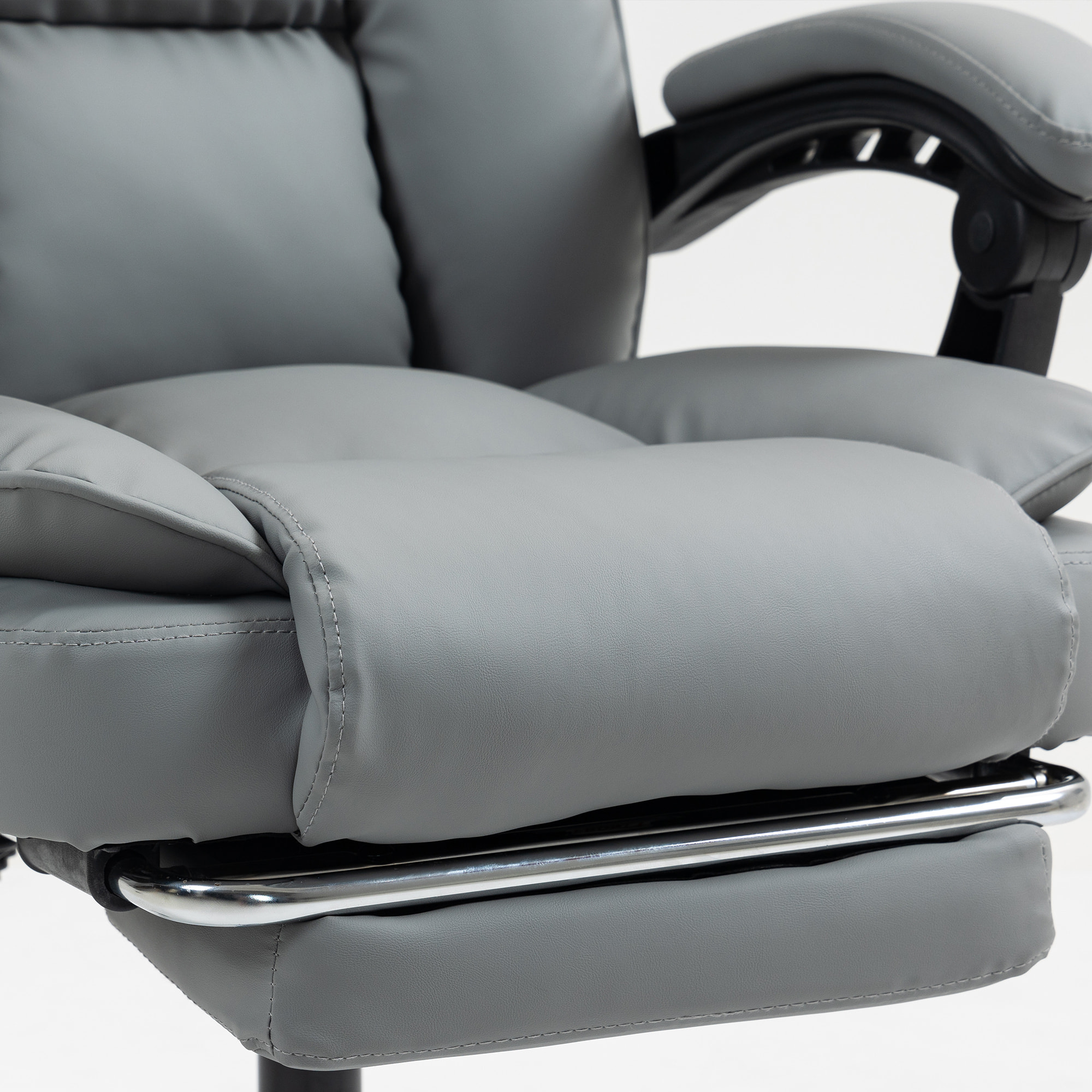 Chaise de bureau inclinable repose-pieds revêtement synthétique gris