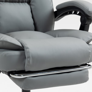 Chaise de bureau inclinable repose-pieds revêtement synthétique gris