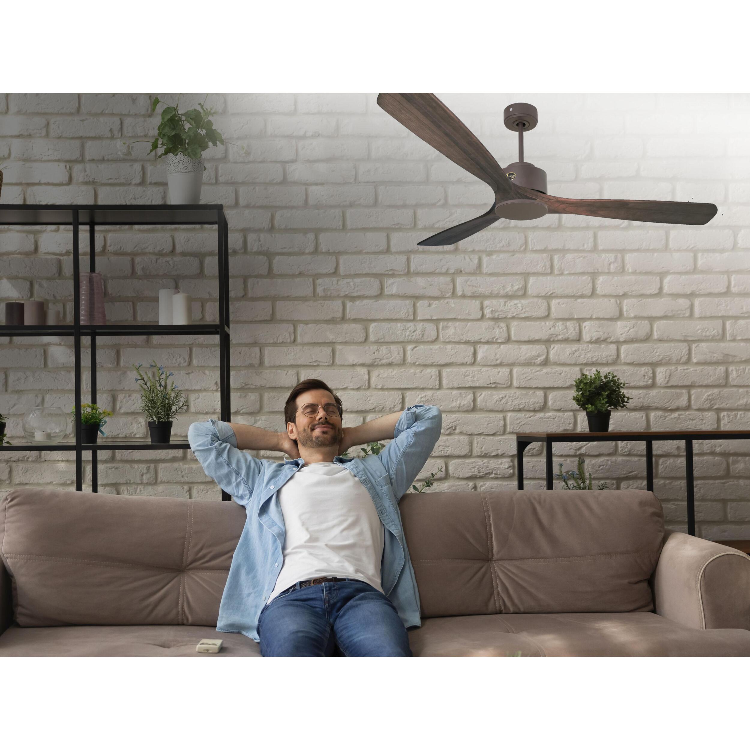 Ventilateur de plafond Réversible  Thermostat Wifi Moteur à courant continu Toits en pente Télécommande Hypersilence Mémoire Shopify Vendible (AUTOMATIQUE) 40   W Chocolat