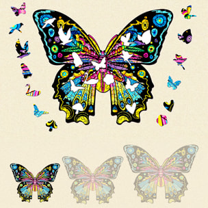 Puzle de Madera con diseño de Mariposa. 100 piezas.