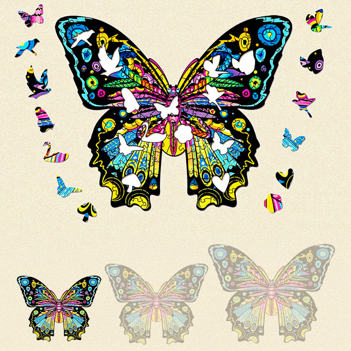 Puzle de Madera con diseño de Mariposa. 100 piezas.