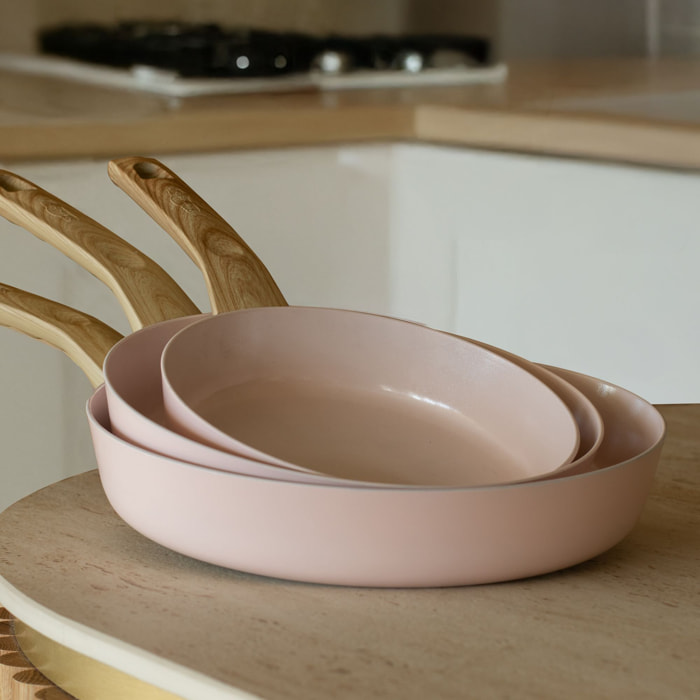 Poêle en revêtement céramique 28cm rose - tous feux COLORAMA