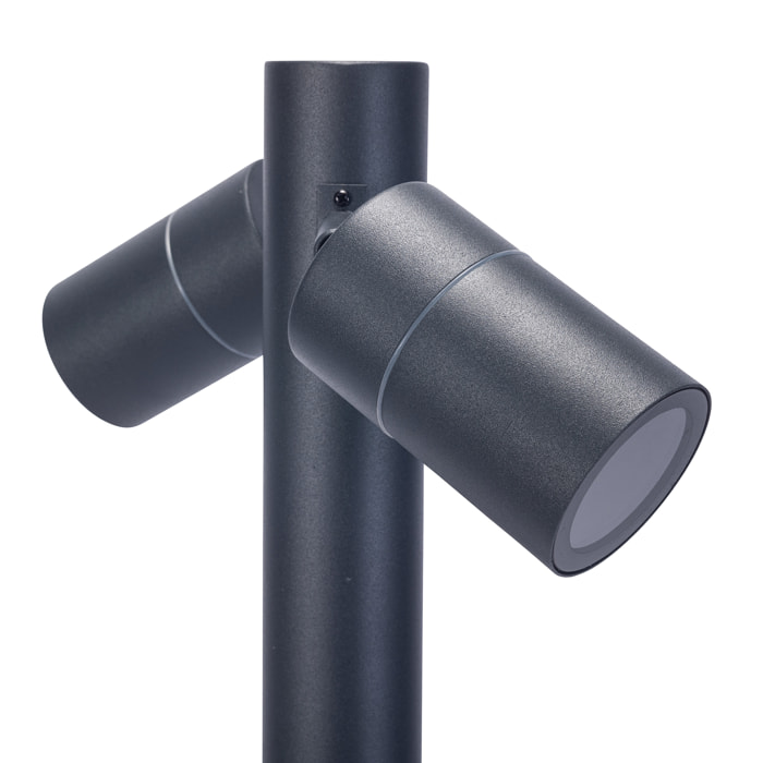Forlight Pixa - Baliza de Jardín con 2 Focos Orientables GU10. Altura 81cm IP44 para Exterior. Color Negro
