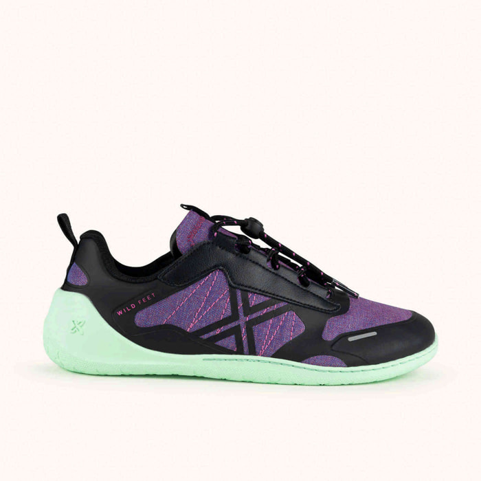 MUNICH FREESTEP 08 Zapatillas Wild Feet "Barefoot" negro y púrpura con suela verde menta
