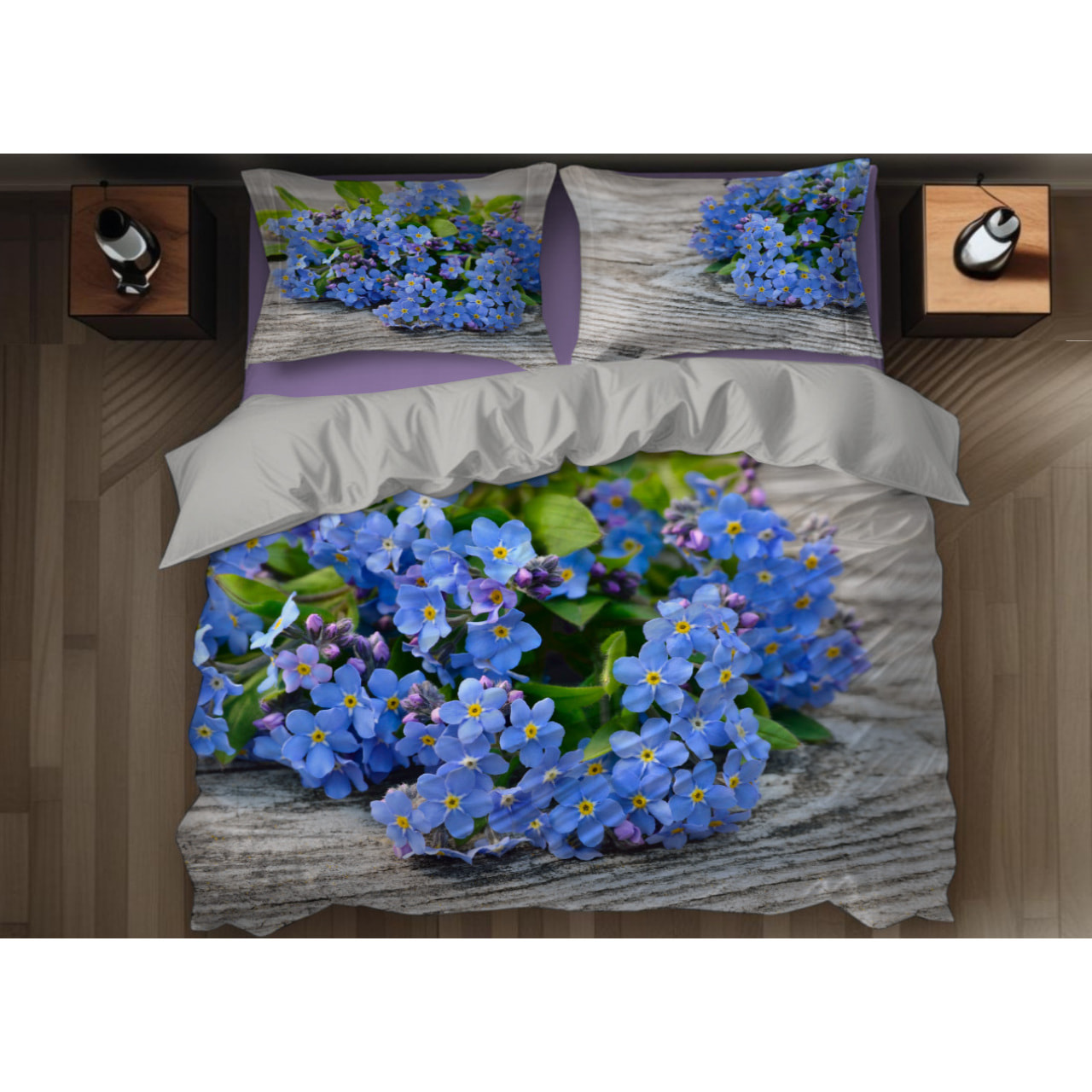 Copripiumino Stampa Digitale Disegno Nontiscordardime Misura Letto Matrimoniale