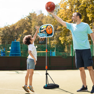 Panier de basket-ball sur pied avec poteau base lestage panneau + ballon + pompe hauteur réglable 1,26 – 1,58 m