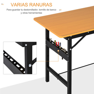 Banco de Trabajo Plegable Mesa de Trabajo Plegable con Regla Transportador Carga 100 kg 100x60x75,5 cm Natural y Negro