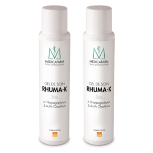 MEDICAFARM - Gel de soin RHUMA-K à l'harpagophytum et actifs chauffants - Formule chauffante - Aide à apaiser les douleurs articulaires et améliorer la mobilité - Lot de 2 flacons de 250ml