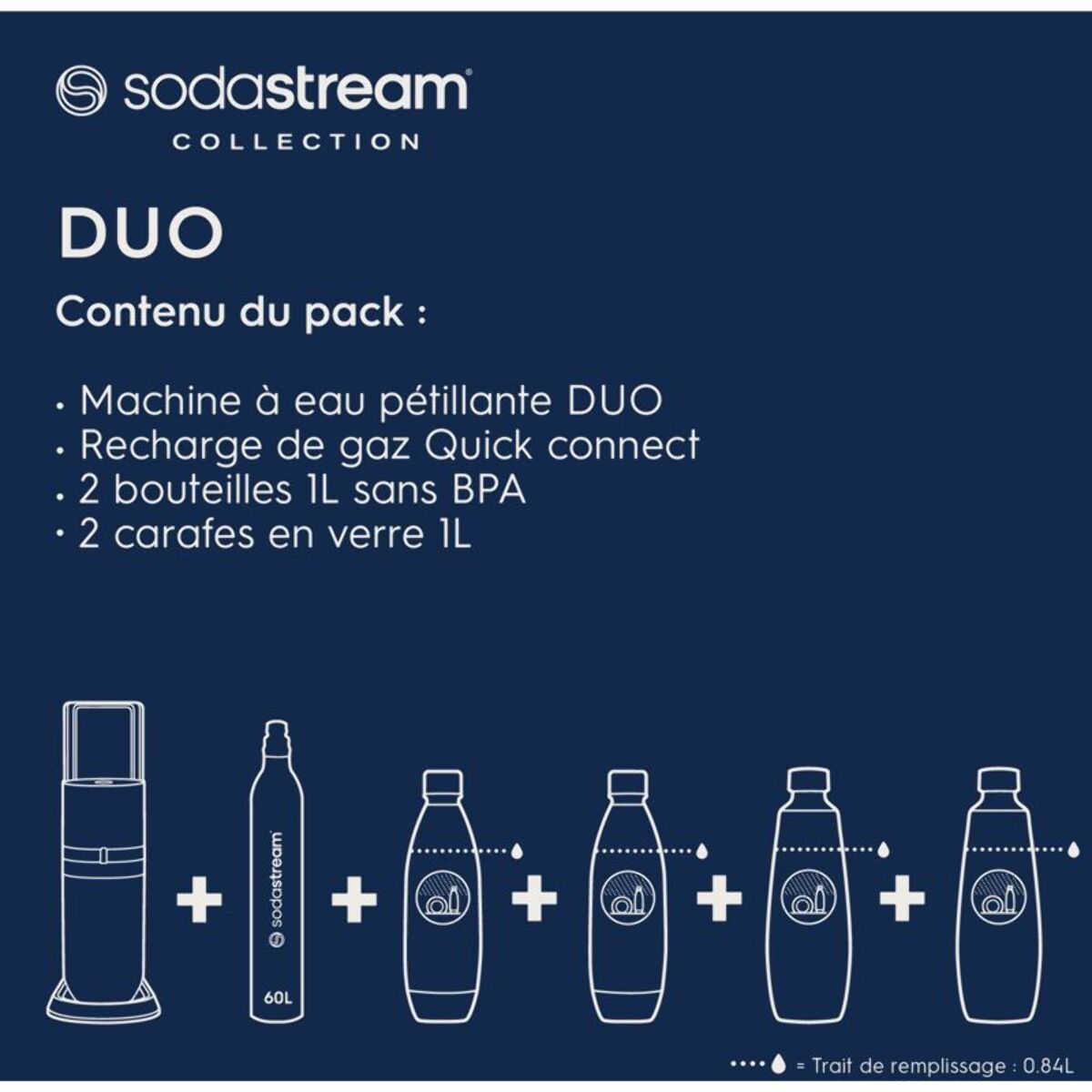Machine à soda SODASTREAM DUO Noire Pack 2 carafes + 2 bouteilles