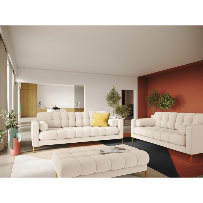 Banc "Bali" 2 places en tissu structurel beige clair