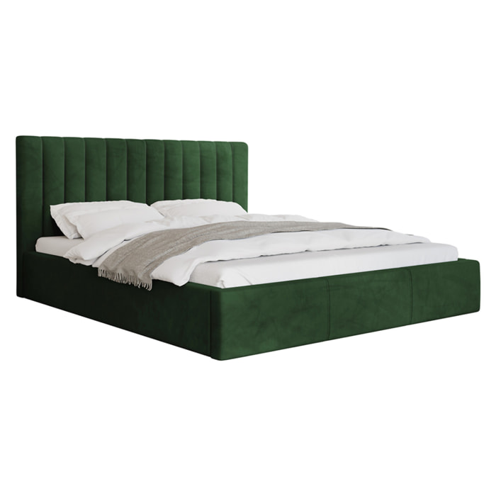 Rosario - lit coffre - 160x200 - sommier inclus - en velours - Vert