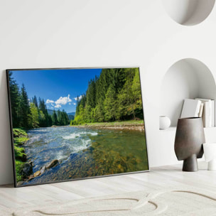 Affiche encadrée rivière en forêt et nature Affiche + cadre en métal - Noir