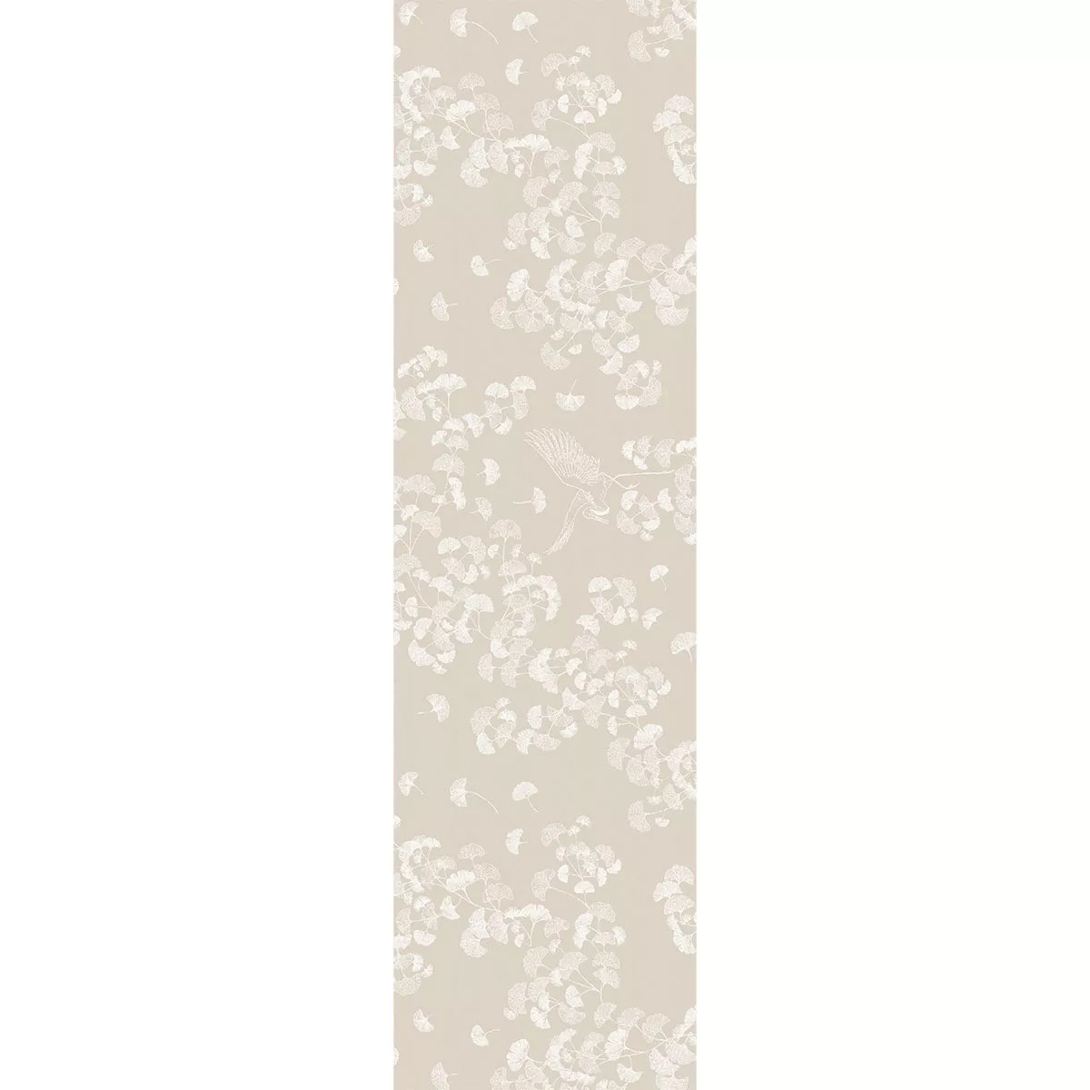 Chemin de table pur coton motif jacquard beige Mille ginkos naturel