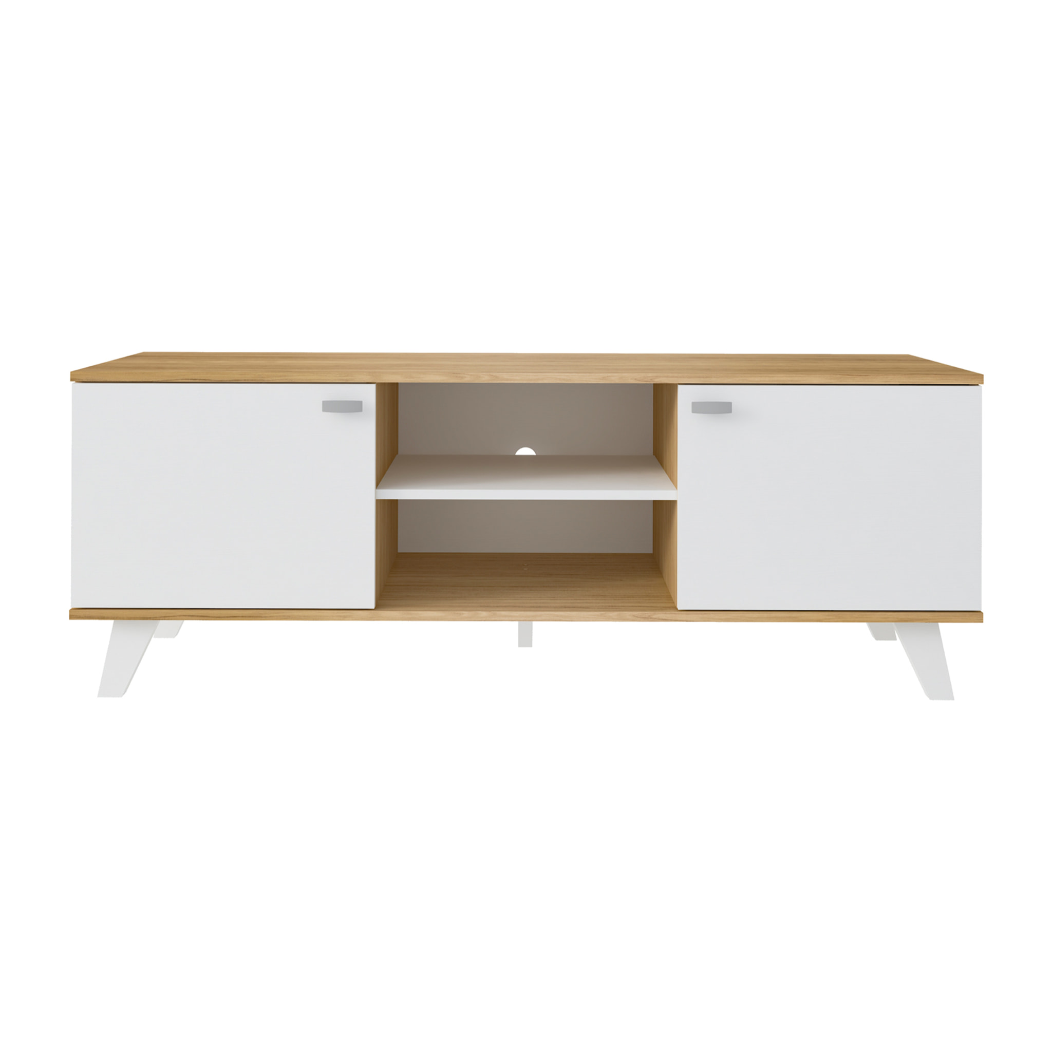 Mueble de TV – Roble claro y blanco