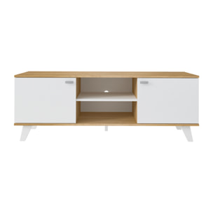 Mueble de TV – Roble claro y blanco