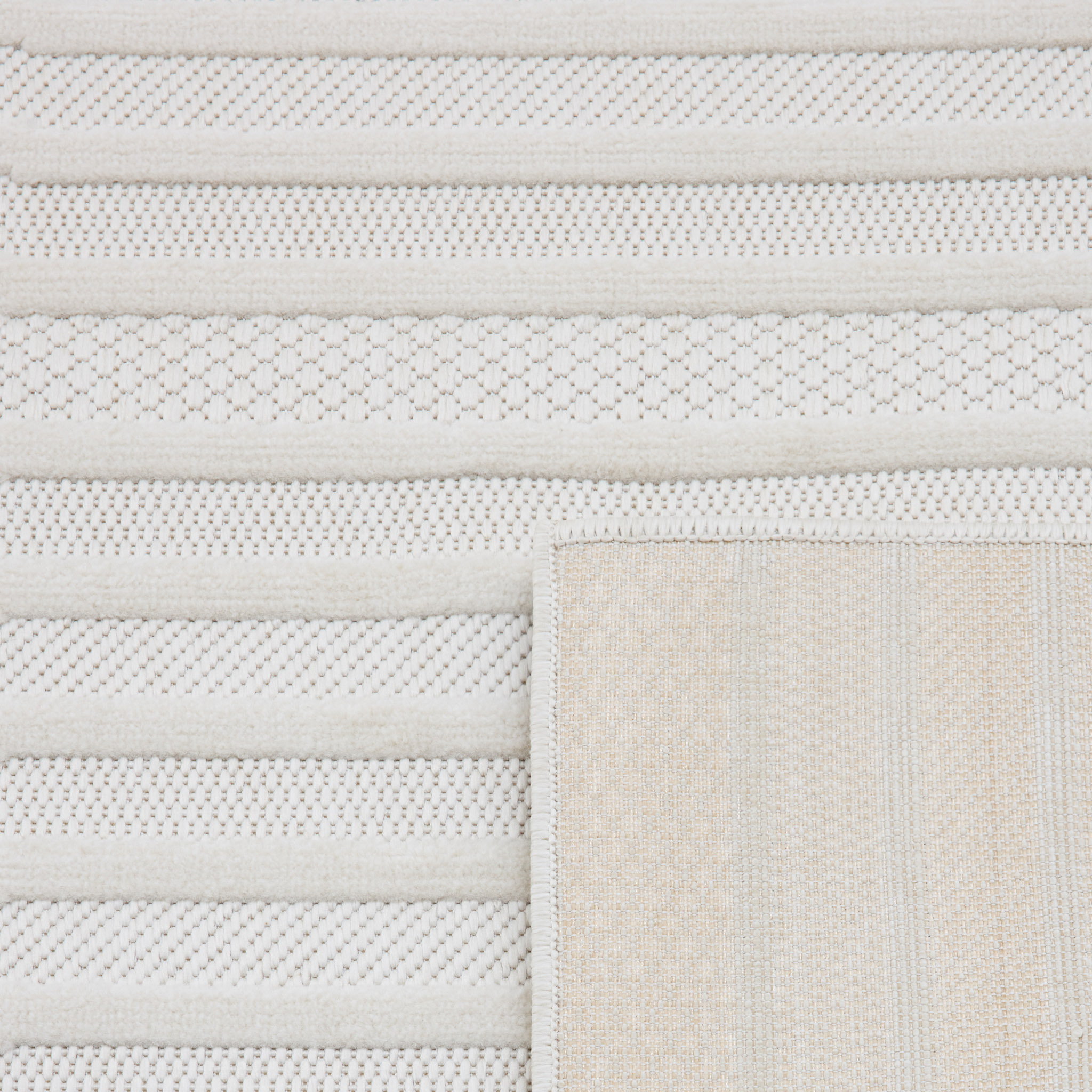 SANTORINI - Tapis d'intérieur/extérieur à motifs en relief vague - Blanc