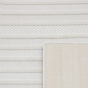 SANTORINI - Tapis d'intérieur/extérieur à motifs en relief vague - Blanc