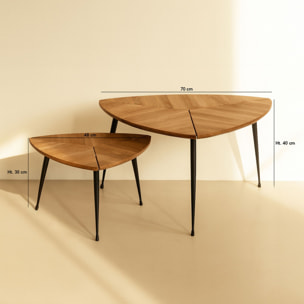 Set de 2 tables gigognes en fibre de bois D48cm et d70cm COBRA