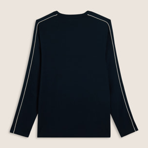 T-shirt manica lunga in jersey con cuciture a contrasto