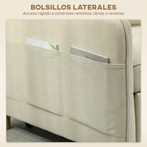 Sofá Cama de 1 Plaza 3 en 1, Sofá Cama Plegable Tapizado en Terciopelo Ecológico con Respaldo Ajustable 3 Niveles, 6 Bolsillos Laterales y Almohada, para Dormitorio, Salón, 74x85,5x82 cm, Beige