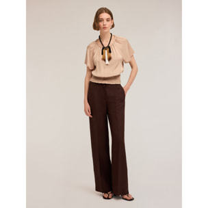 Motivi - Satinbluse mit Rückenausschnitt - Beige