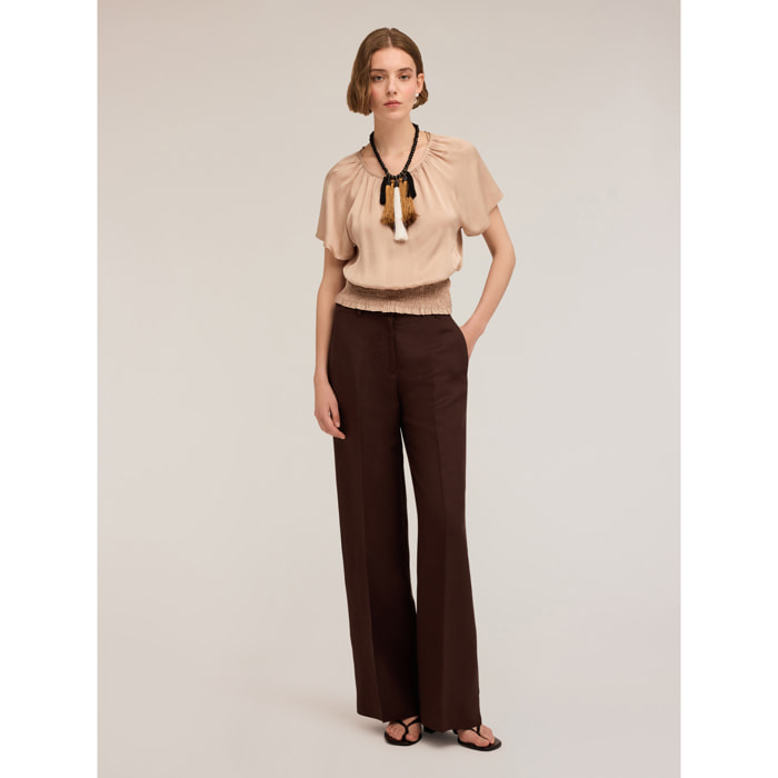 Motivi - Satinbluse mit Rückenausschnitt - Beige