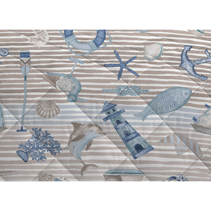 Trapuntino Estivo Leggero 100gr Ideale Primavera/ Estate Disegno Mare Beige