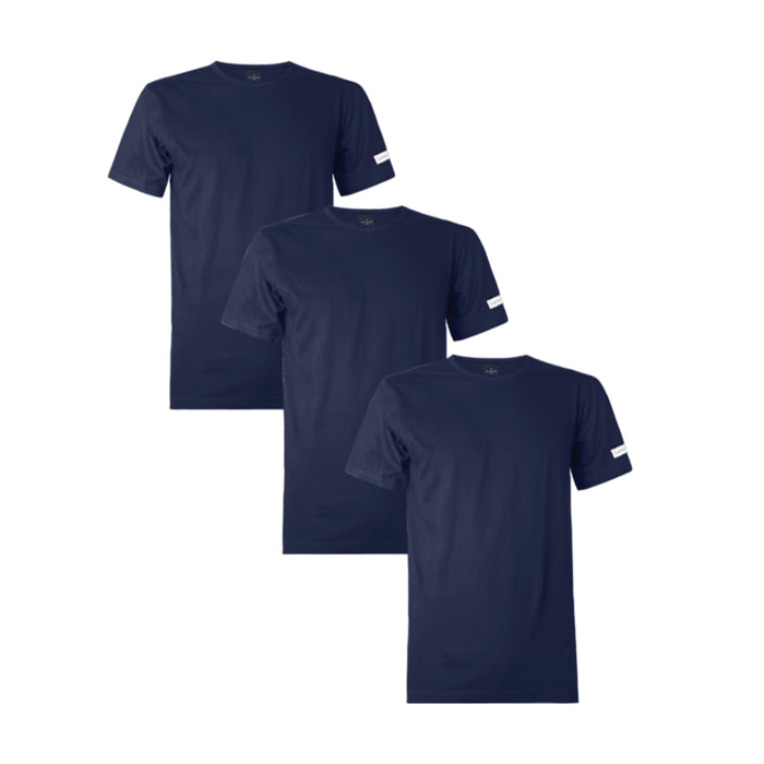 3 T-shirt da Uomo Girocollo in 100% Cotone Navigare, Art. 513 Navy