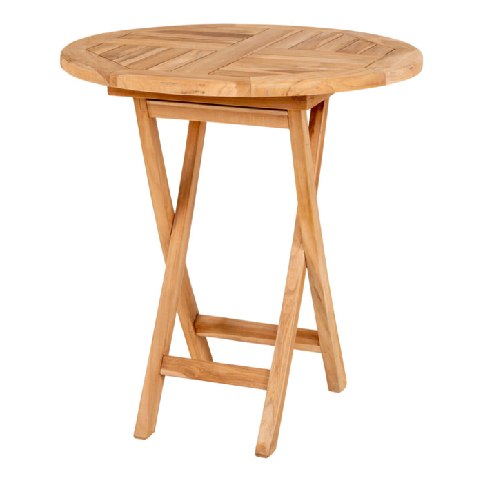 Tavolino da esterno Oviedo in teak naturale ø70x75 cm