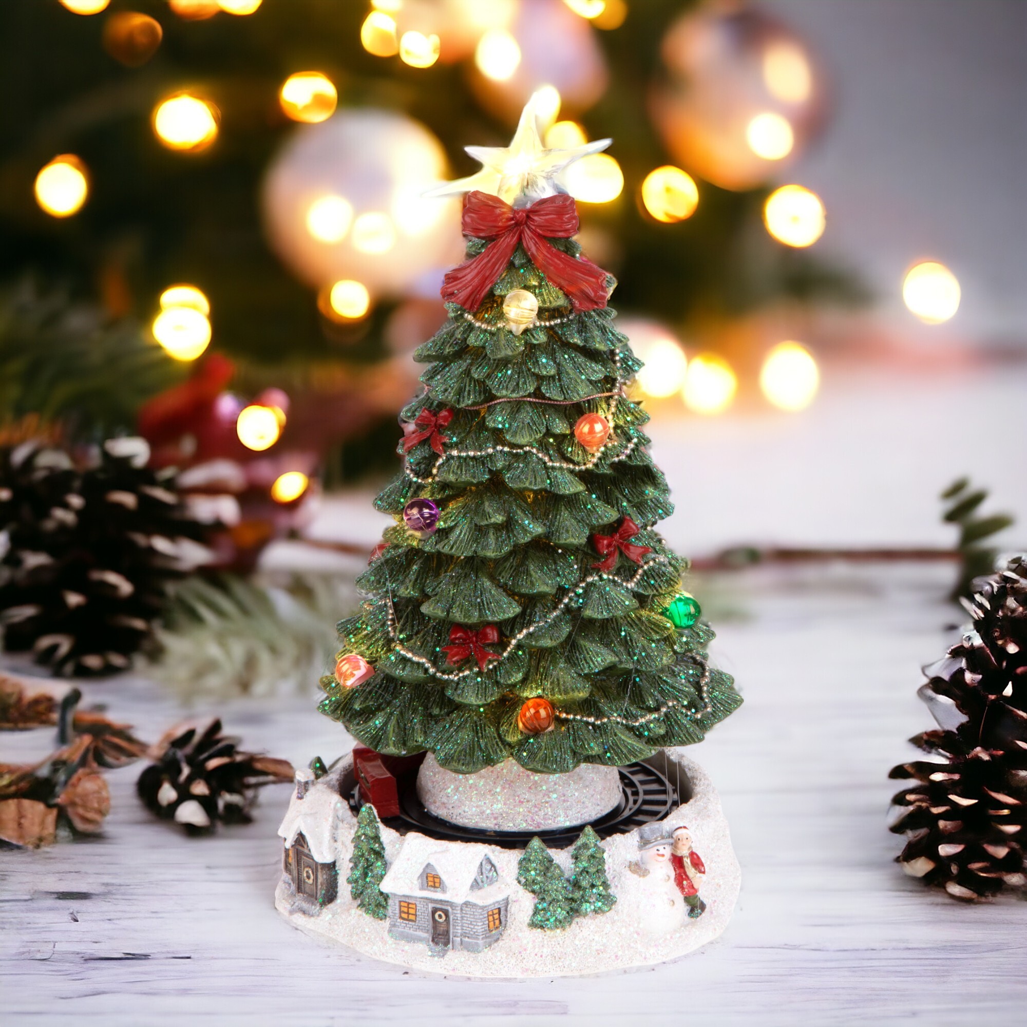 Albero artificiale con treno H.30 cm con Luci+Mov+Mus - Pezzi 1 - Colore Verde - 17x30Hx17cm - Bianchi Dino