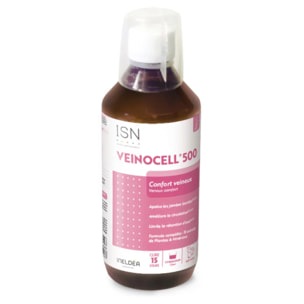 ISN - Veinocell® 500 - Complément alimentaire à base de plantes, minéraux - Vigne Rouge, Hamamélis, Mélilot - Confort circulatoire - Limite la rétention d'eau - Lot de 3 Flacons