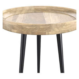 Table d'appoint ronde en bois de manguier clair D40 cm - Palak