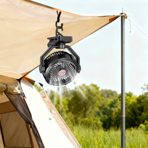 Ventilador S01 con motor sin escobillas, LED con 8 luces, 4 velocidades, 3 niveles de luz y temporizador. Ángulo ajustable de 180º con oscilación, gancho/pinza para colgar y powerbank de 10400 mAh.