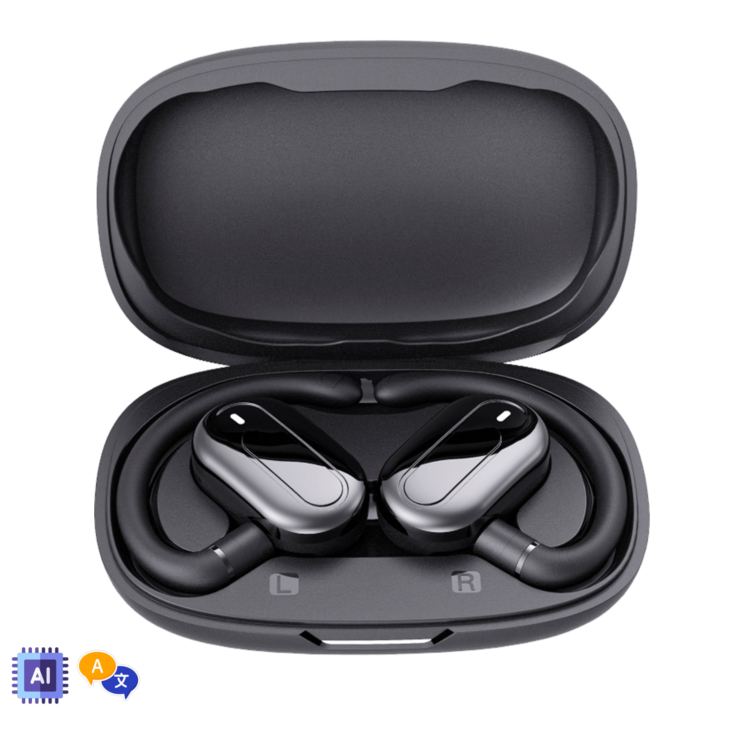 Cuffie YJ22 con Bluetooth 5.4 Tecnologia OWS con angolo regolabile con traduttore AI.