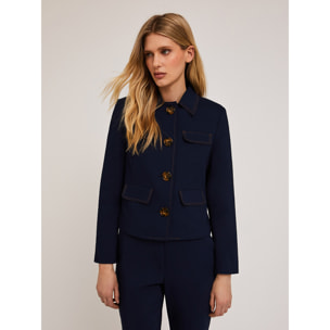 Motivi - Chaqueta de algodón con maxi botones - Azul