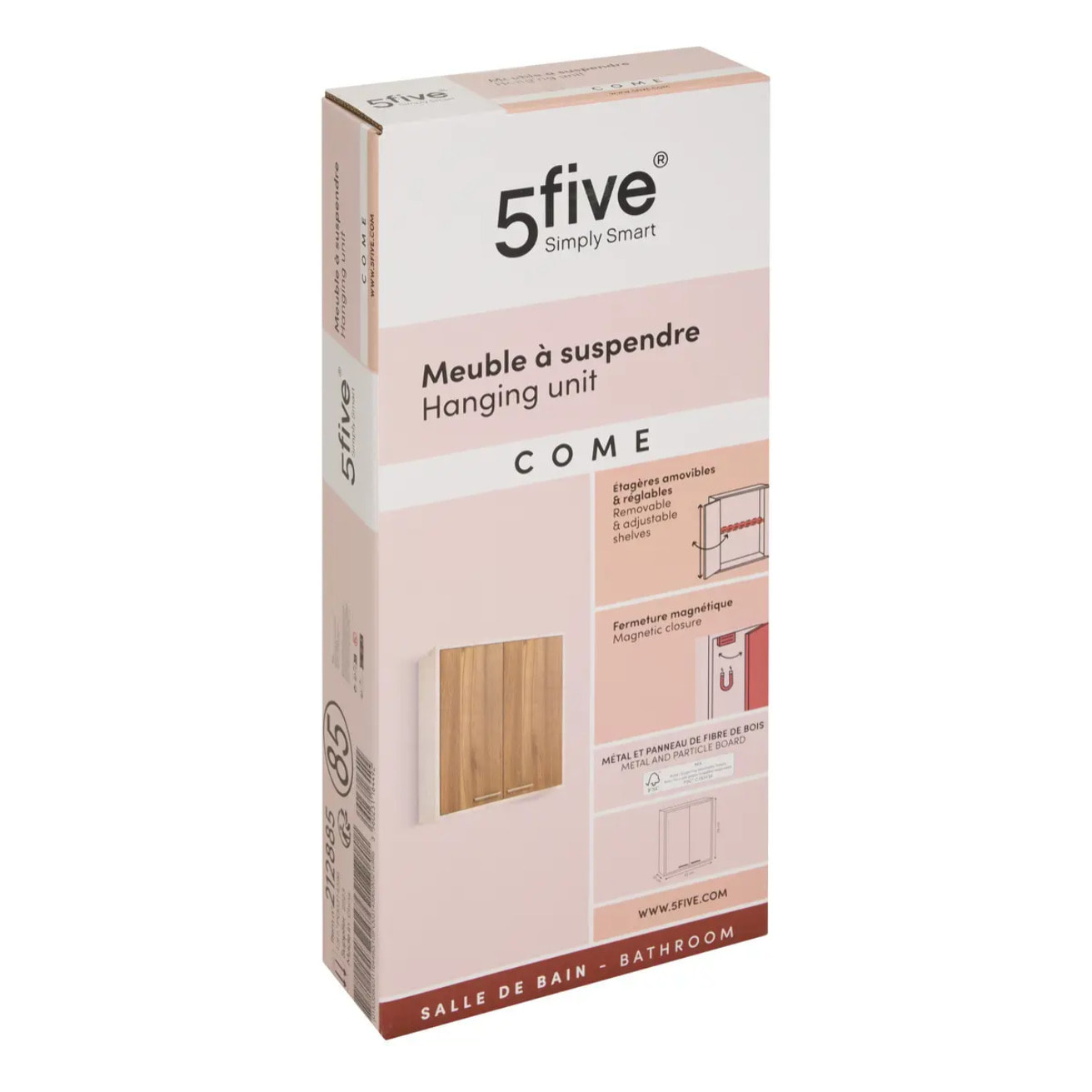 Meuble haut 2 portes Come bois et effet marbre